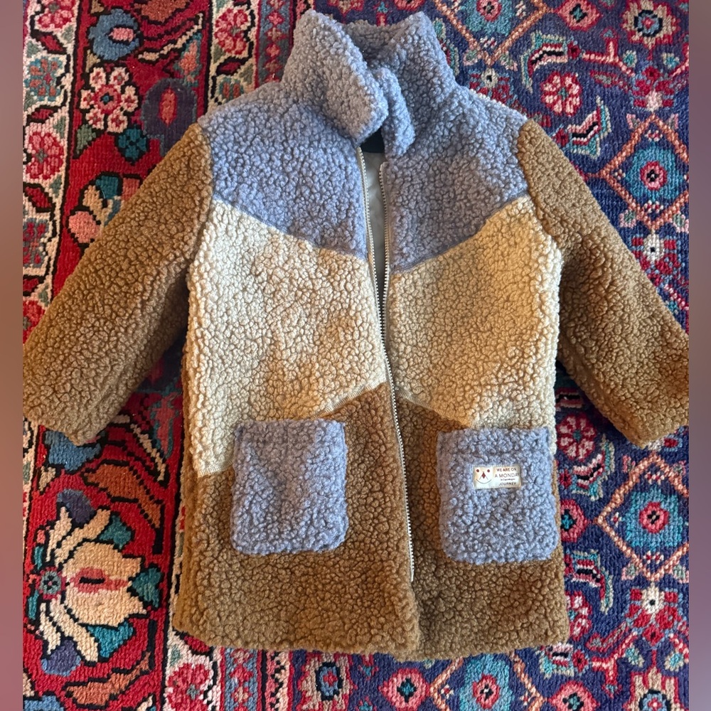 A Monday in Copenhagen Warm Brown and Blue Kids Puffer Jacket